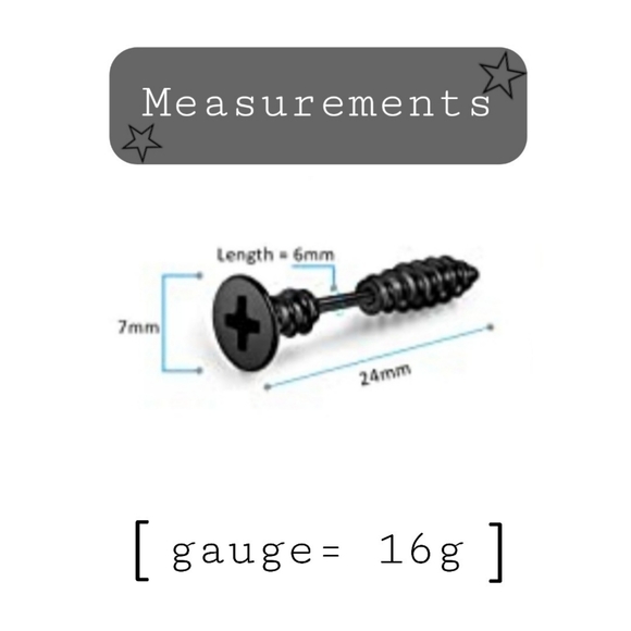 🔩Screwed Stainless Steel PhilipsHead Faux Gauge Piercing Earring Punk Aesthetic - Picture 7 of 7